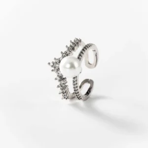 Bague Perle Royale en métal rhodié CHOGAN