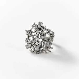 Bague bouquet en acier rhodié CHOGAN