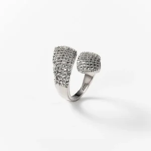 Bague embrassement lumineux en métal rhodié CHOGAN