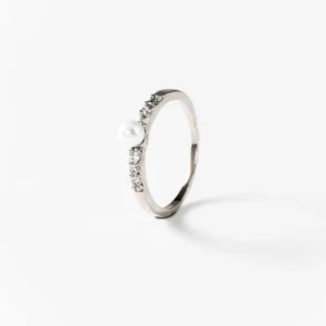 Bague perle élégante en métal rhodié CHOGAN