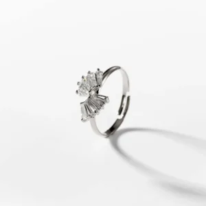 Bague petits éventails brillants en métal rhodié CHOGAN