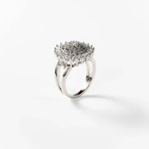 Bague tourbillon brillante en métal rhodié CHOGAN