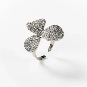 Bague trèfle brillant en métal rhodié CHOGAN