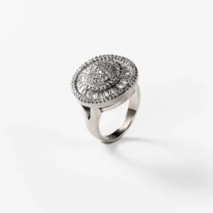 Bague vintage brillante en métal rhodié CHOGAN