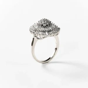 Bague vintage lumineuse en métal rhodié CHOGAN